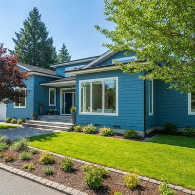 Modern house exterior with freshly painted walls and well-maintained landscaping, showcasing enhanced curb appeal and protection