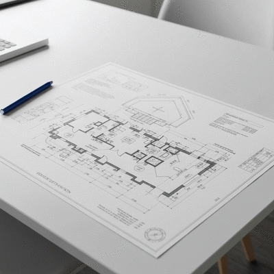 Detailed blueprint or plan for church building maintenance