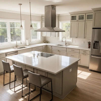 Modern kitchen renovation with new fixtures